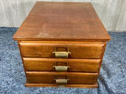 Antique Three Drawer Wooden Cabinet Table Top