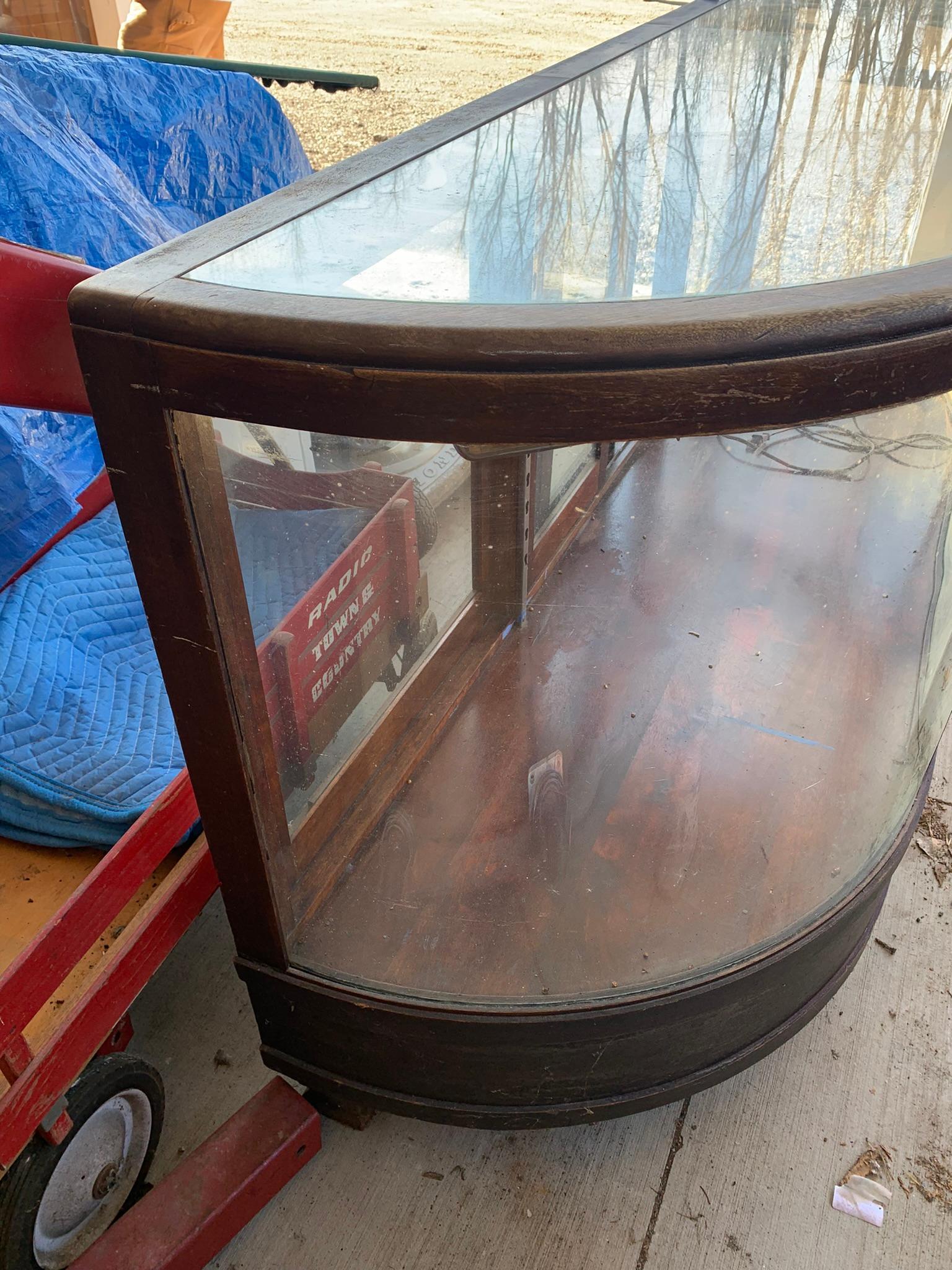 Antique Curved Glass Display Cabinet