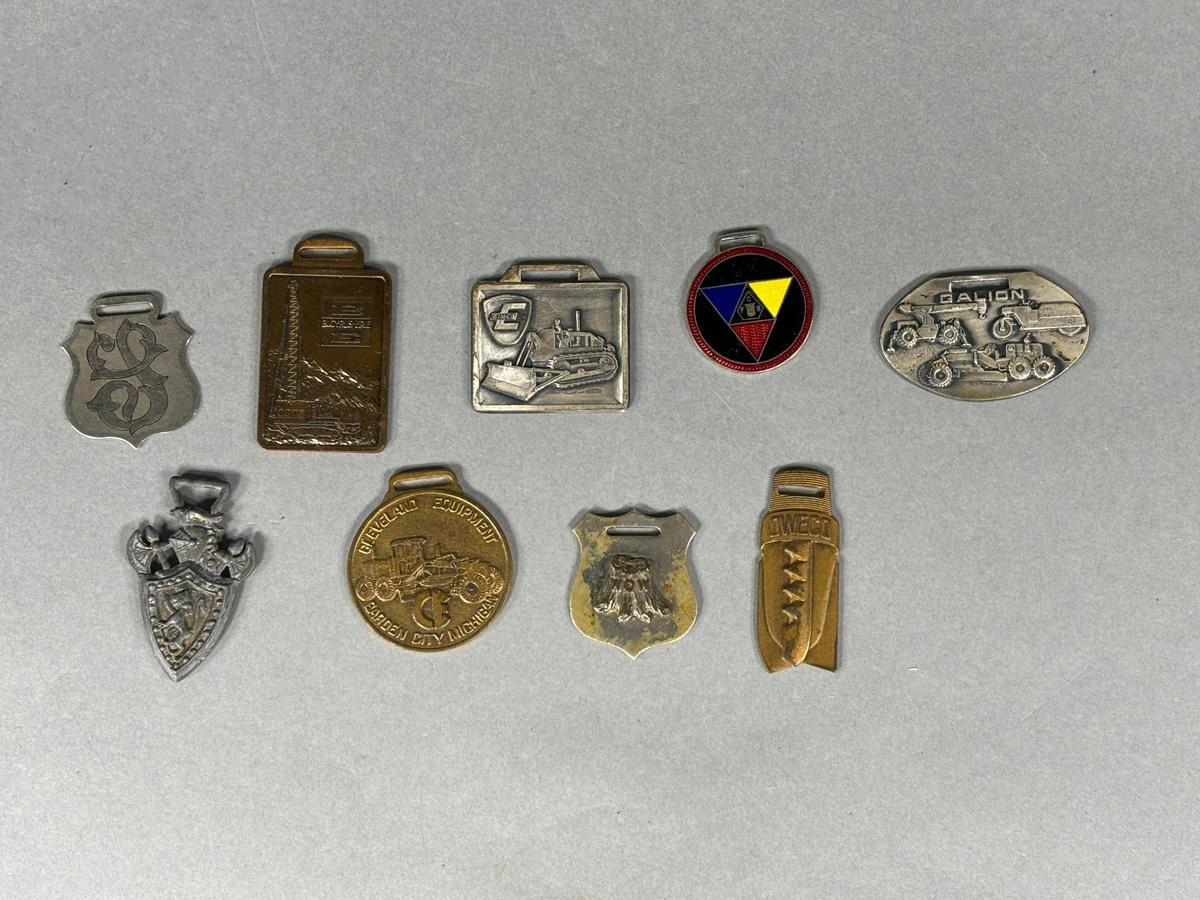 Group Lot of Antique Watch Fobs Advertising Fraternal