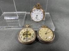 Group Lot of 3 Antique Pocket Watches