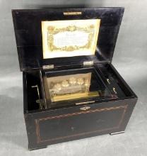 Rare German Music Box with Bells & Tines 12 Songs Nice! Works!