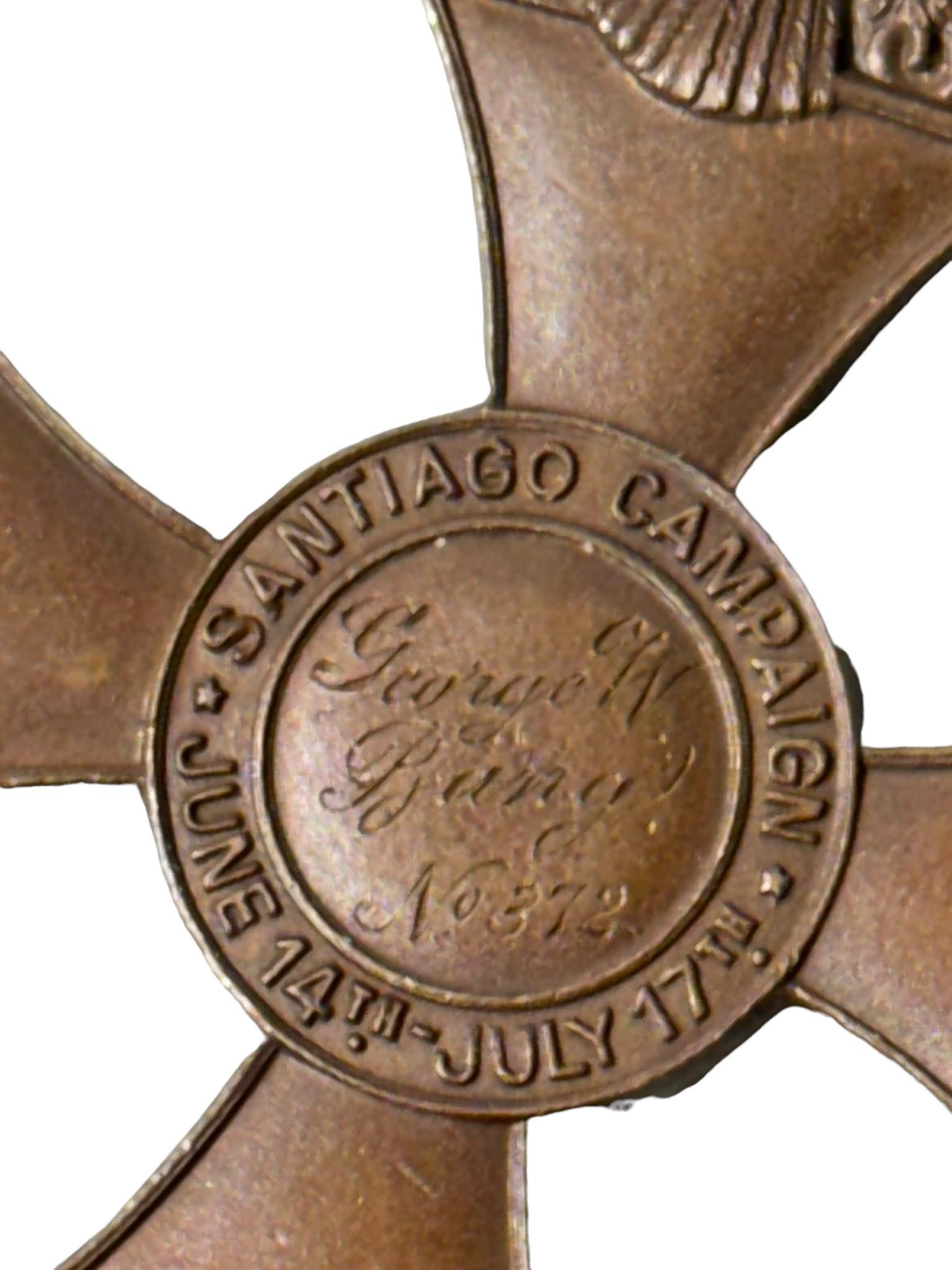 SOCIETY OF ARMY OF SANTIAGO MEDAL No. & ENGRAVED