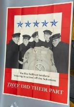 WWII US NAVY POSTER 5 SULLIVAN BROTHERS 48" X 28" - 1943 "THEY DID THEIR PART"