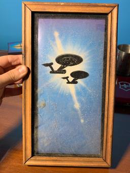 Star Trek Enterprise Silhouette Painted on Glass, Nebula Cube Puzzle Cube, Metal Spinner,