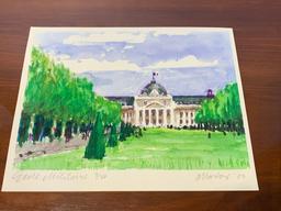 Vintage French Watercolor Painting Signed, Dated