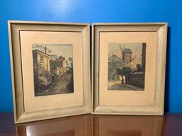 Two Antique Framed and Signed European Prints