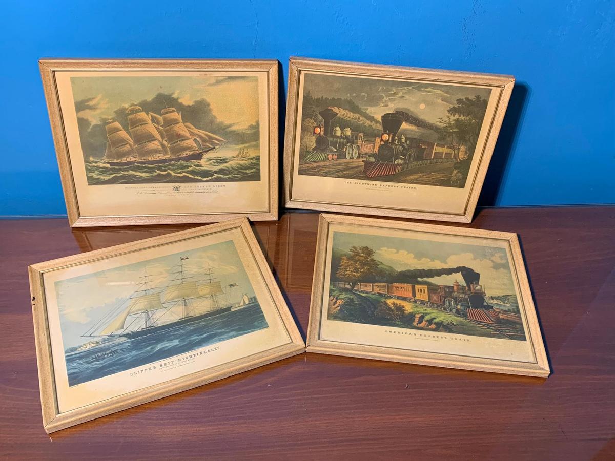 Ships and Train Prints Currier & Ives Reproductions