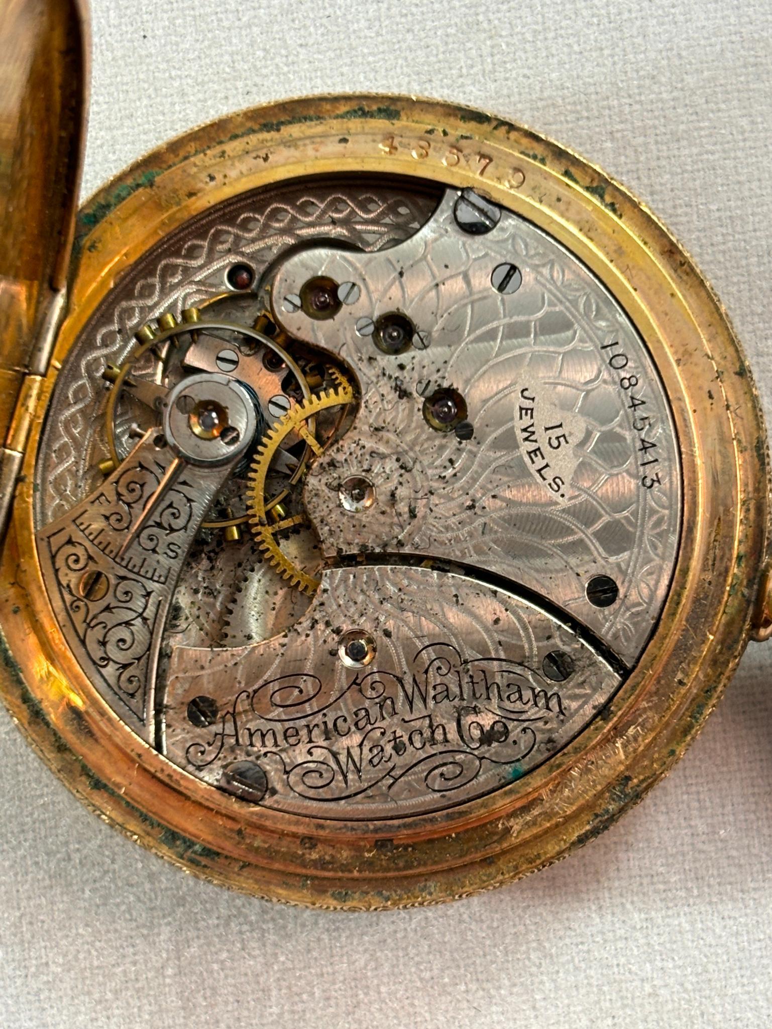 Antique Gold Filled Waltham Pocket Watch 6 size 15J