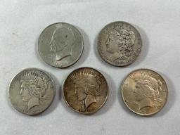 13 Morgan & Peace Silver Dollar Coins