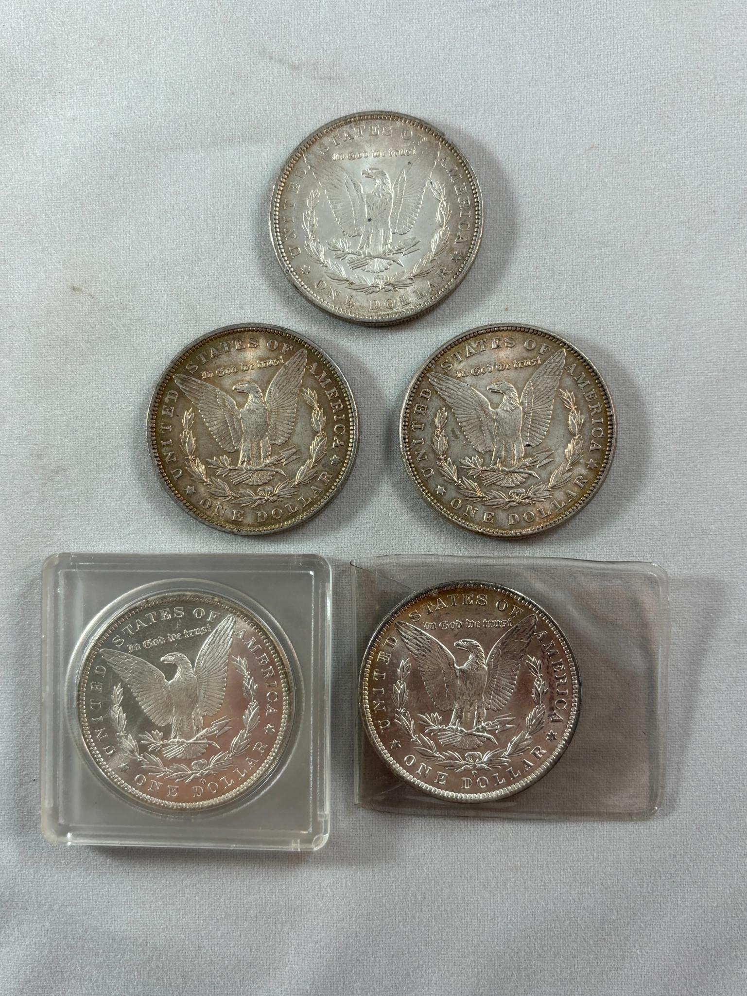 5 Morgan Silver Dollar Coins Higher Grades