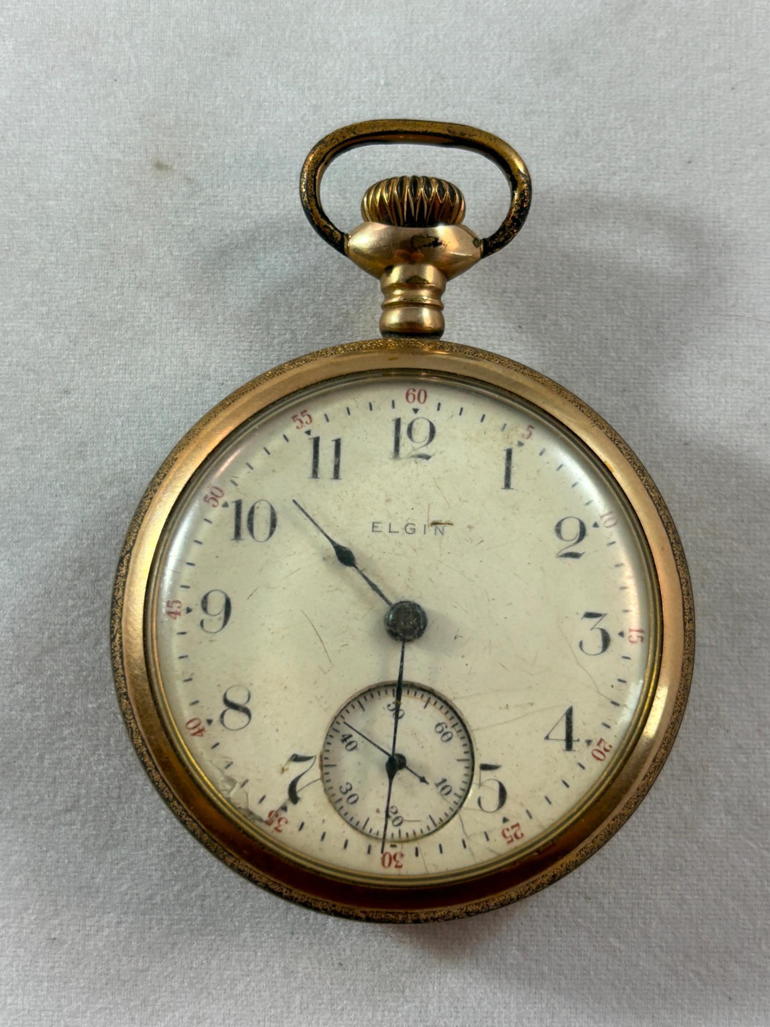 Two Gold Filled Pocket Watches 18 size Dueber Grand 18 Size Elgin