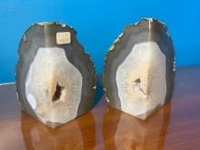 Natural Agate Geode Bookends