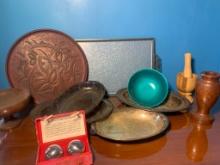 Vintage Mid-Century Chinoiserie Tray, Chinese Chime Balls, Silver Plated Items & More