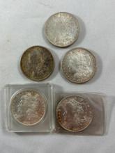 5 Morgan Silver Dollar Coins Higher Grades