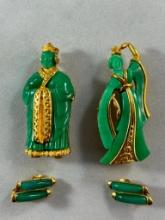 Rare Set Costume Jewelry Emperor Empress Pins + Earrings