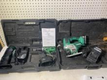 Hitachi Jig Saw with Battery & Charger and Hitachi Drill, Battery, Charger & Flashlight