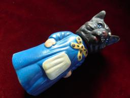VINTAGE COMPOSITE "CAT" CANDY CONTAINER 5 1/2 INCHES TALL--"S-H" MARK