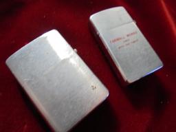 PAIR OF OLD "INTERNATIONAL HARVESTER" ADVERTISING CIGARETTE LIGHTERS-SOME SCRATCHES AND LOOSE LID