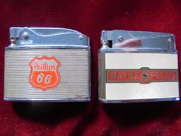 TWO OLD ADVERTISING CIGARETTE LIGHTERS-PHILLIPS 66 & WAYNE FEEDS