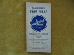1897 "McCORMICK" FARM RULES POCKET MEMORANDUM BOOK-NICE FOR AGE