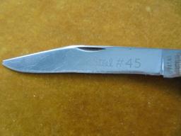 OLD "BIG CHIEF" ADVERTISING 5 INCH ONE BLADE POCKET KNIFE-"QUEEN STEEL #45" BLADE MARK