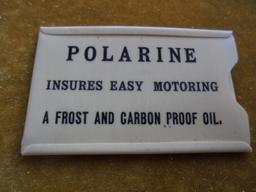 OLD POLARINE OIL ADVERTISING ITEM WITH POCKET-QUITE ODD AND RARE