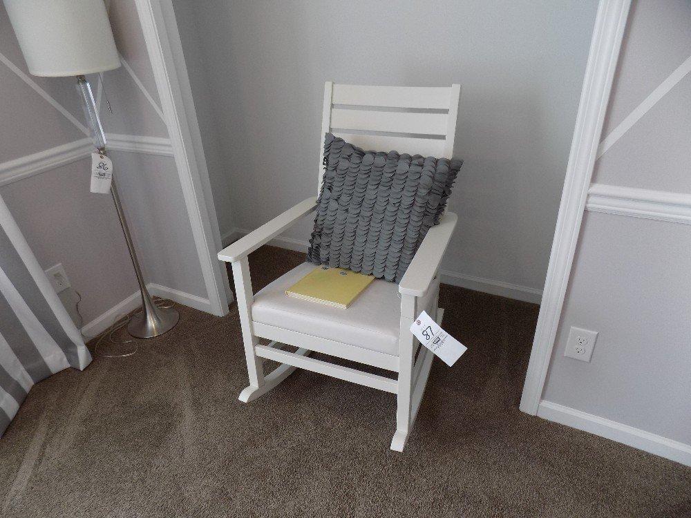 White Finish Rocking Chair and Pillow
