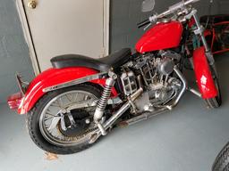 1973 Harley Davidson Sportster, red, runs