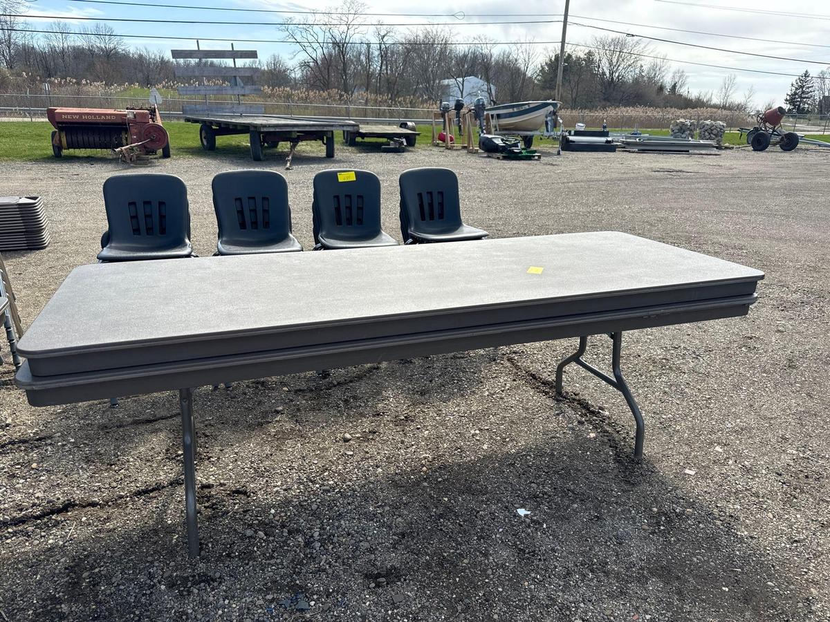 2 plastic folding tables & 20 stack chairs
