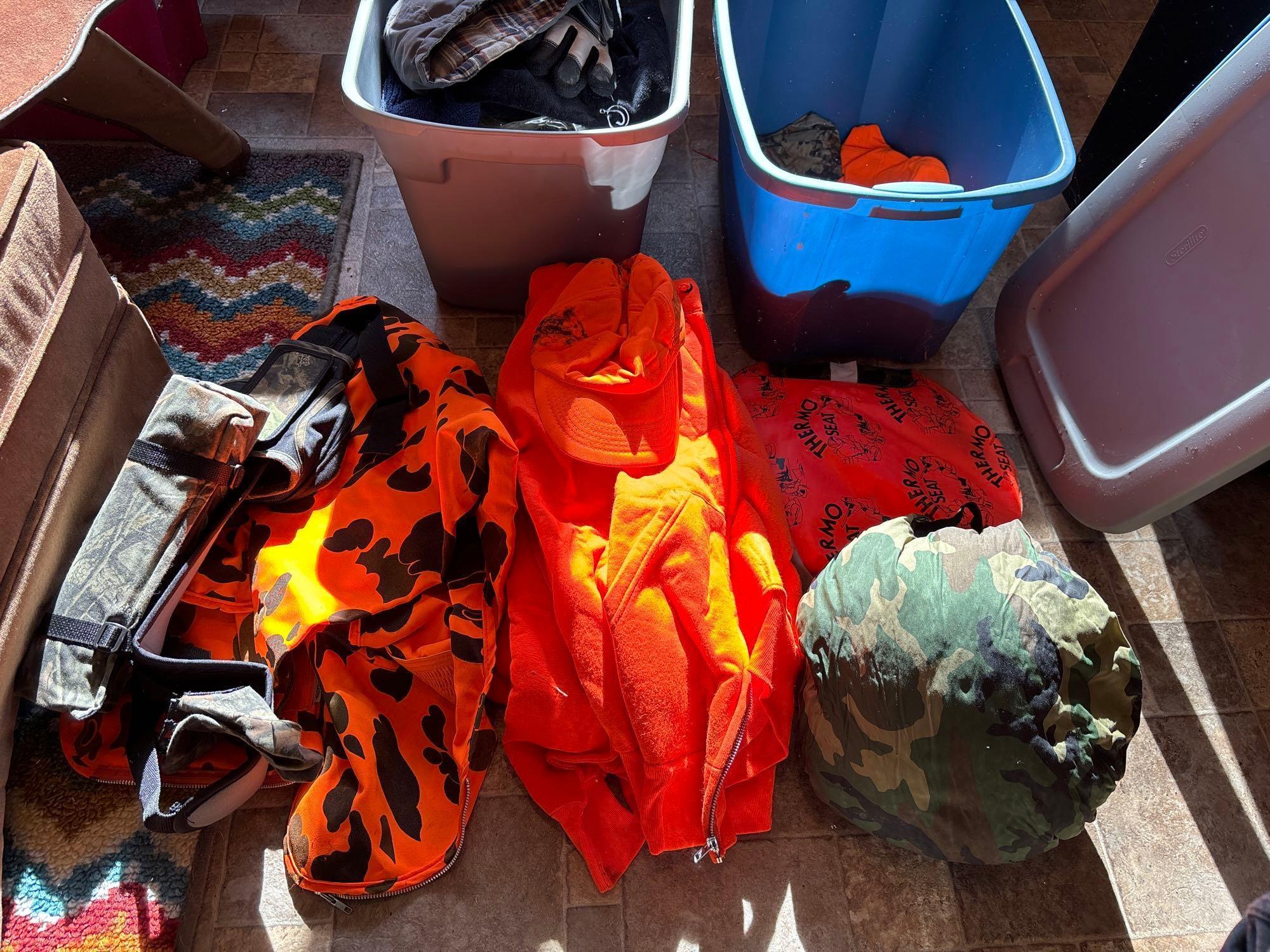 (2) Totes of Hunting Clothes and Equipment