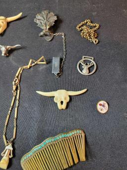 Group of vintage bone carved jewelry,