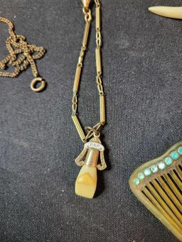 Group of vintage bone carved jewelry,