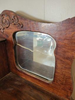 Antique slant front with glass door secretary