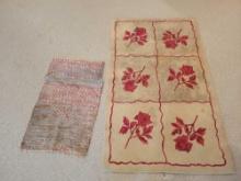 Priscilla Turner roses and ivory hook rug and braided rug