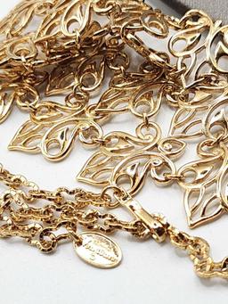 Vintage 1970s gold tone bib necklace signed Vendome