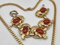 Vintage Napier 3pcs set: necklace, bracelet & clip earrings