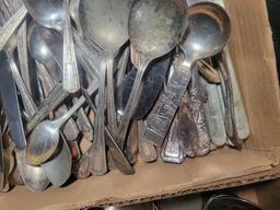 Large lot of assorted plated flatware, Rogers, Stainless pieces
