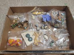 Group of cat themed and assorted costume jewelry