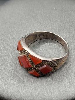 Vintage sterling ring, carnelian, size 10