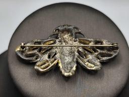 Vintage rhinestone cicada pin / brooch