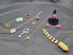 Group of vintage costume and sterling jewelry