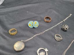 Group of vintage costume and sterling jewelry