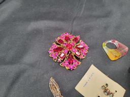 Group of vintage rhinestone and costume jewelry
