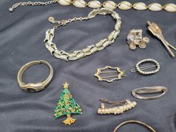 Group of costume jewelry necklaces, brooches, bracelets and frog jewelry set