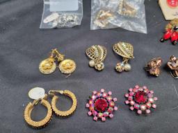 Group of vintage ladies costume earrings, some need repaired