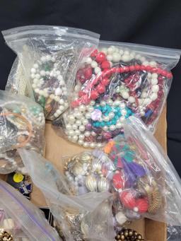 Costume jewelry and craft box lot