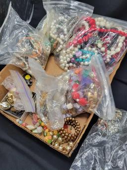 Costume jewelry and craft box lot
