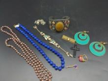 Plated Cuff & Glass Bead necklaces lot