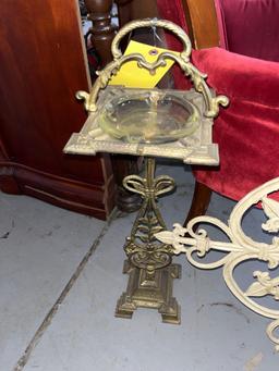 Cast Iron Candle Holder with Brass Colored Smoke Stand