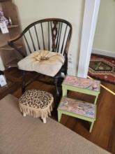 Windsor Arm Chair, Foot Stool & Step Stool